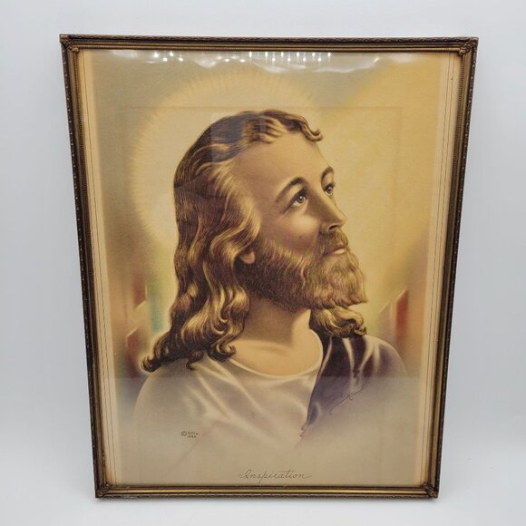 Vintage 1942 SP Co. Jesus "Inspiration" McConnell Lithograph Print 14.5" X 11" - Picture 2 of 11